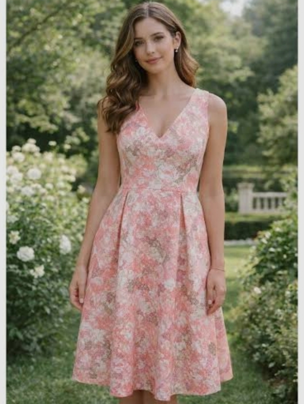Adriana Papell jacquard rose dress Size US 12